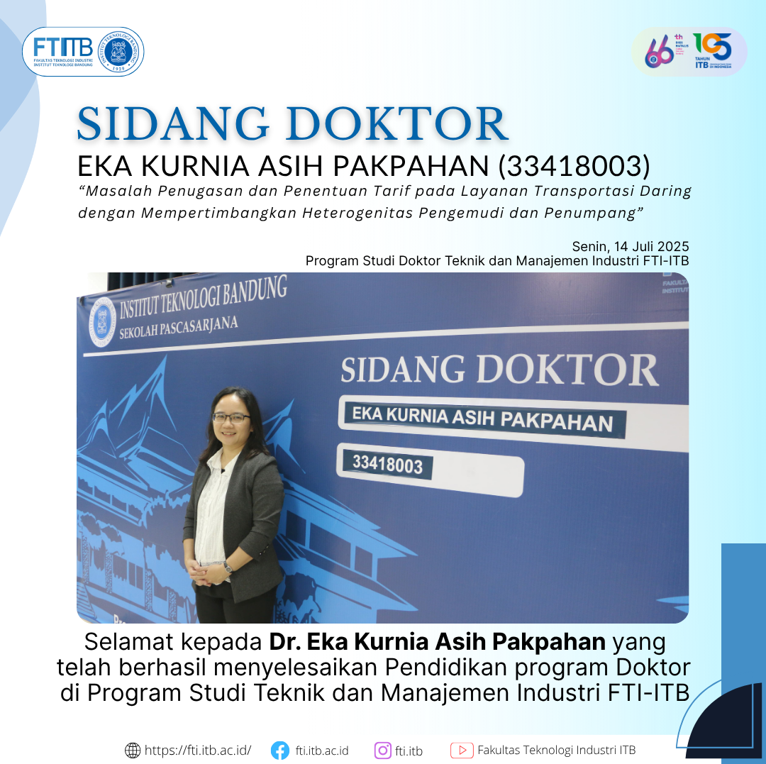 Selamat atas sidang pendidikan Program Doktor FTI-ITB