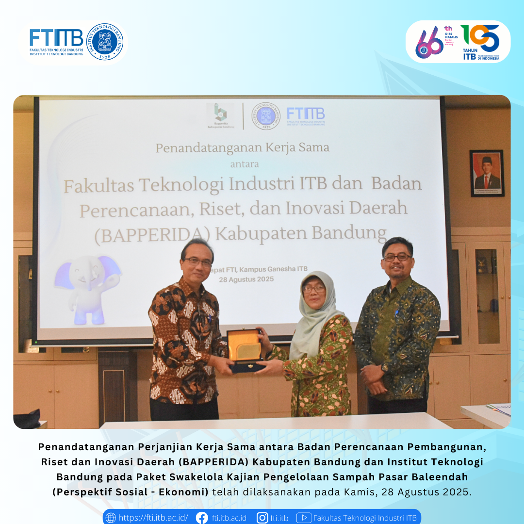 Penandatanganan Perjanjian Kerja Sama antara Badan Perencanaan Pembangunan, Riset dan Inovasi Daerah (BAPPERIDA) Kabupaten Bandung dan Institut Teknologi Bandung
