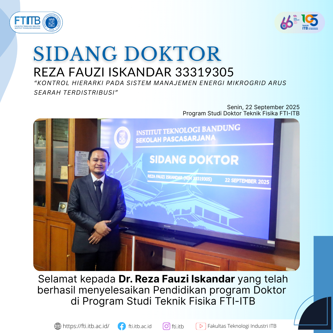 Selamat atas sidang pendidikan Program Doktor FTI-ITB
